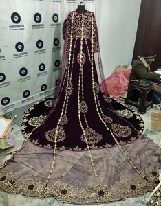 Kaftan marroquí de boda con trabajo de cristal 3D pesado, ropa y accesorios musulmanes tradicionales - Product Image 3