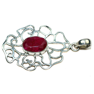 Colgantes de plata de ley 925 con bisel rojo, joyería de plata de ley 925 con forma ovalada auténtica, venta al por mayor - Product Image 3