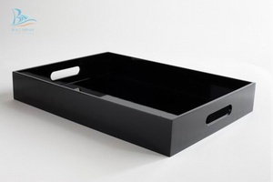 Khay sơn mài đen thanh lịch trang trí nhà cửa, khay phục vụ, đồ sơn mài đẹp - Product Image 5