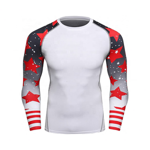 Qualité supérieure OEM Rash Guard Hommes Sublimation Imprimé Spandex Gym Fitness Surf Plongée Rash Guard Compression Chemises - Product Image 4