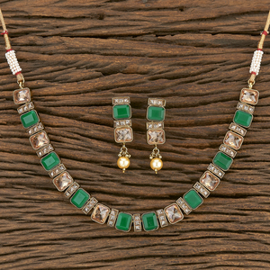 Mehndi Plated Antique Delicate <b>Necklace</b> Set 206946 - Product Image 4