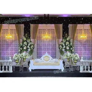 Moderne Arabian Back Stage Frames Wedding Stage Dazzling Frame Setup Unieke Bruiloft Back Stage Frame Decoratie