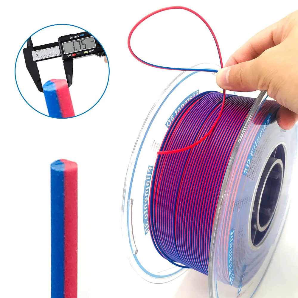 YOUSU double filament pla, pla mat, rouge à bleu 1kg 1.75mm pla filament d'imprimante 3d