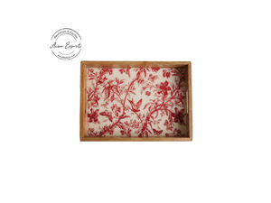Charmant plateau en bois avec imprimé floral rouge élégant et fonctionnel pour servir ou afficher un décor - Product Image 4