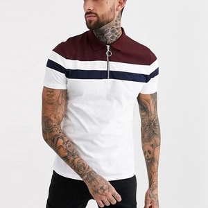 Personalizado al por mayor de alta calidad para hombre bloque de color media cremallera tapeta algodón elegante casual verano desgaste Polo camiseta - Product Image 1