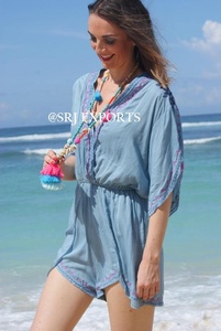 Adorable Sexy 6XL mameluco de rayón europeo occidental Floral bordado lazo cintura playa chica juego traje ojo encaje patrones transpirable - Product Image 2