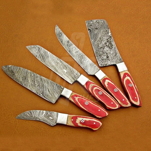 Custom Handmade Damascus Steel Chef <b>knife</b> <b>Set</b> | Kitchen <b>Knife</b> <b>Set</b> | High Quality Leather Sheath - Product Image 4