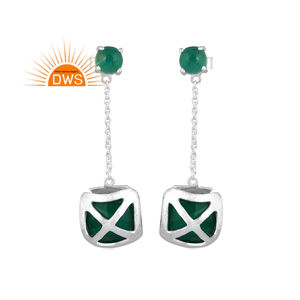 925 fin argent Sterling naturel vert Onyx pierres précieuses balancent boucle d'oreille pour les femmes fabricant de bijoux - Product Image 1