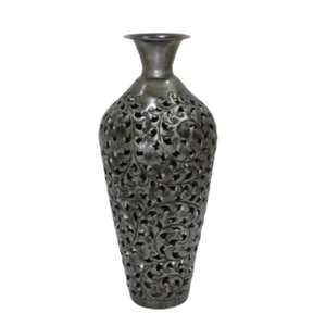 Florero decorativo hecho a mano de aluminio de diseño moderno, decoración Vertical, jarrones de Metal chapados en plata de estilo clásico - Product Image 3