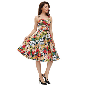 BP000918 BP Retro Vintage Damen <span class=keywords><strong>Wide</strong></span> Strap Sweetheart Neck Flared A-Line Kleid - Product Image 4