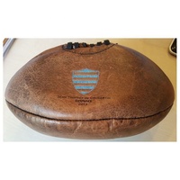 Alta calidad Retro estilo antiguo hecho a mano fútbol americano promoción logotipo personalizado hecho a mano cuero genuino Vintage pelota de Rugby
