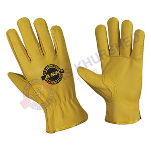 Guantes de conductor de cuero de vaca amarillo de alta resistencia, protección anticorte, forro de nailon, la mejor calidad, jardinería, trabajo General, comida de látex - Product Image 6