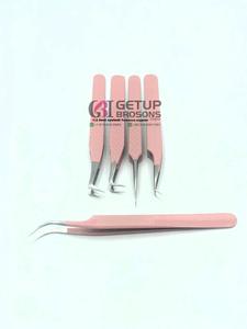 Wholesale New Different Style Peach Powder Coating Silver Tip <b>Eyelash</b> Extension Tweezers Stainless Steel Custom Logo <b>Beauty</b> <b>Tool</b> - Product Image 3