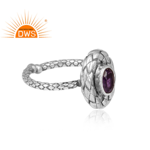 Handmade Oxidized 925 Sterling Silver <b>Adjustable</b> <b>Ring</b> Purple Amethyst Gemstone <b>Ring</b> Jewelry Manufacturer Classic Collection - Product Image 3