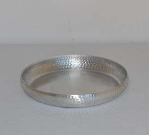 Aluminum Hammered Nickel Plated Gold Plated Shining Polish Modern Luxury Exclusive Fancy Food Safe Server Round Platter Server - Product Image 2