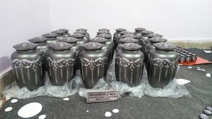 High Quality Metal Cremation Urn New Diamond Cut Aluminium and Brass Adult Application <b>Funeral</b> <b>Supplies</b> 'Brassworld India' - Product Image 2