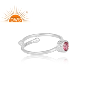 <b>Indian</b> Handmade 925 Sterling Silver Bezel Setting Round Pink Topaz Gemstone Wedding Trendy <b>Ring</b> - Product Image 3