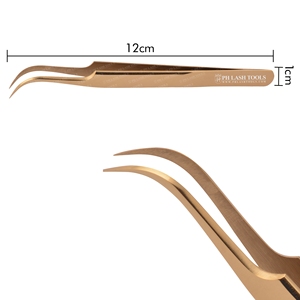 Gold Wide Curved Tip Eyelash Extension Tweezer Private Label, Best Tweezers for Eyelash Extensions Private Label - Product Image 5