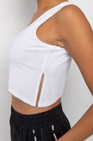 NOUVEAU TOP TENDANCE ÉLÉGANT ET FANCY POUR FEMME – PULLOVER DE SOIRÉE, STYLE PRINTANIER, SANS MANCHES, 100% LIN, COL EN V, MINI FENDUE, EN JERSEY