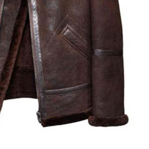 Blouson d'hiver pour homme, nouveau modèle 2019, veste bombardier, à col en fourrure véritable, marron chocolat, puces, tendance - Product Image 5