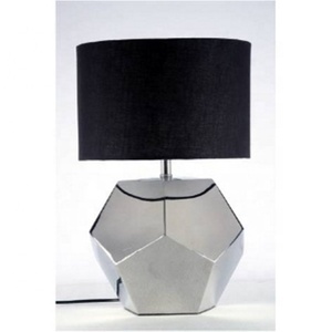 Modern Geometric Metal <b>Table</b> <b>Lamp</b> with Black Fabric Shade for Living Room Decor - Product Image 1