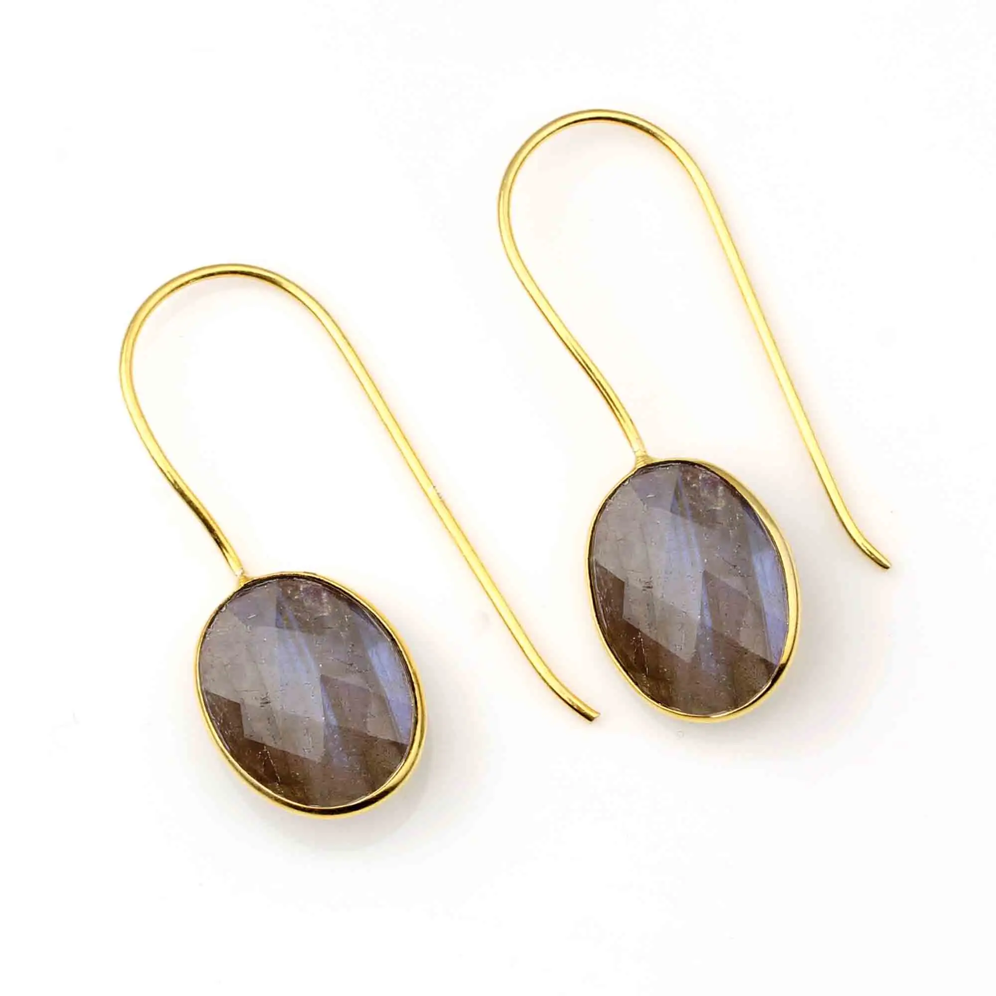Natural Labradorite Gemstone Earrings Wholesale Indian Jewelry Beautiful Design 925 Sterling Silver Gold Plated Dangle Earring