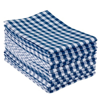 Serviette de cuisine carrée multi-usages en coton 100% bleu marine à carreaux, absorbante, technique de tissage, taille personnalisée