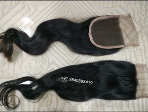 HAMDAAN IMPEX perruques et extensions ondulées pas chères en soie brute avec fermeture sur le devant en dentelle d'Inde - Product Image 5