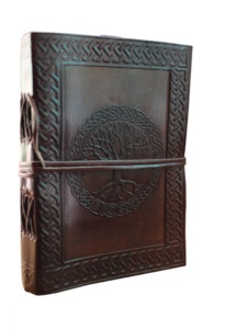 Cuaderno de cuero marrón oscuro con cierre de correa en relieve vintage hecho a mano al por mayor - Product Image 2