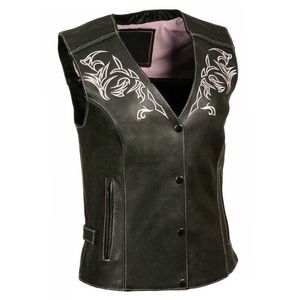 Gilet en cuir de motard, veste avec broderie personnalisée - Product Image 2