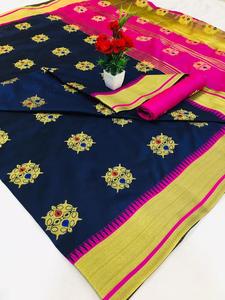 Etnische Kledingstuk Katoen Zijde Beige Kleur Sarees Banarasi Jequard Art Party Wear Hindoe Cultuur Zuid <span class=keywords><strong>Indian</strong></span> <span class=keywords><strong>Designer</strong></span> Blouse <span class=keywords><strong>Saree</strong></span> - Product Image 6
