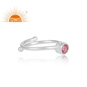 รอบตัดสีชมพูบุษราคัมตัดแหวนพลอยเครื่องประดับผู้ค้าส่งอินเดียเครื่องประดับเงินที่ทำด้วยมือผู้จัดจำหน่าย - Product Image 3
