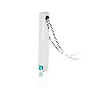 <span class=keywords><strong>Collier</strong></span> de pierre de naissance à barre verticale avec nom de gravure personnalisé en acier inoxydable - Product Image 4