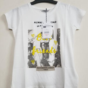 Vêtements en surplus, étiquettes de marque, t-shirt en coton tricoté décontracté pour filles, imprimé, été, 2-14 ans, Bangladesh - Product Image 1