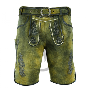 2025 pantalones de cuero bávaro personalizados para hombre 100% pantalones cortos de estilo callejero transpirables de ante de cabra para las estaciones de otoño - Product Image 4