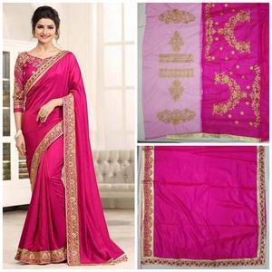 Vêtement ethnique Saree jaune avec bordure en dentelle marron et chemisier non cousu Pièce de fête par Ethnic Clothing in Surat Garment - Product Image 6