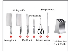 Juego de Cuchillos de Carnicero <span class=keywords><strong>Chaku</strong></span>, Juego de Cuchillos Japoneses de Acero Inoxidable para Cocina con Bloque, Nakiri para Vegetales - Product Image 2