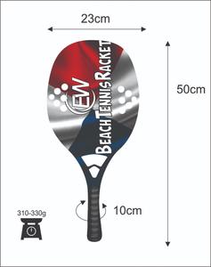 Raquettes de beach tennis avec face en carbone de 20 mm, poignée en fibre de verre, filet en fibre de verre, poids 320-340 g, longueur 50 cm - Product Image 2
