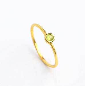 Tiny Green Amethyst Shape <b>Ring</b> Inlay Gold Vermeil Trendy Wedding Party Anniversary Gift Engagement Gemstone Jewelry - Product Image 1