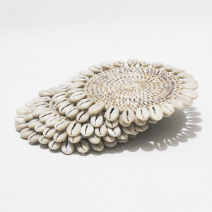 New Set Eco-Friendly Rattan Coaster with Shell Whitewashed Round Brown/Grey Minimalist 8cm/10cm 1cm Thick Carton From Vietnam - Product Image 3