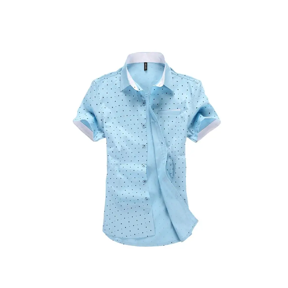 New Design Men Printed Polka Shirt Custom Color Shirt Quick Dry Summer Casual Short Sleeve Shirt