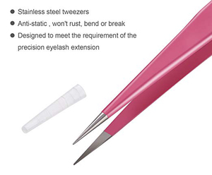 Stainless Steel Lash Tweezers <b>Set</b> Straight and Curved Tip Eyelash Extensions <b>Tools</b> - Product Image 2