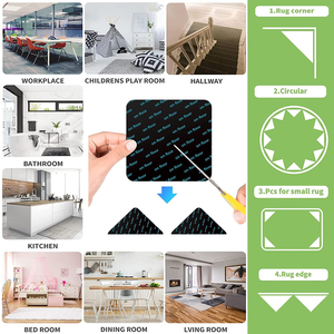 Fabricant authentique : Patins antidérapants lavables pour tapis, bandes adhésives réutilisables pour coins de tapis, pour tapis de sol antidérapants, avec chiffon de nettoyage - Product Image 5