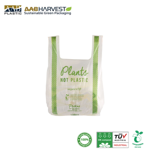 Fécule de maïs écologique biodégradable T-shirt Sacs en plastique personnalisé HDPE/LDPE Sacs à provisions en bioplastique - Product Image 6