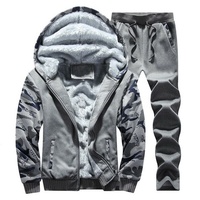 Ensemble de survêtement personnalisable pour hommes adultes, nouveau, hiver, écologique, respirant, 100% polyester polaire, avec sweat à capuche contrastant et pantalon de jogging