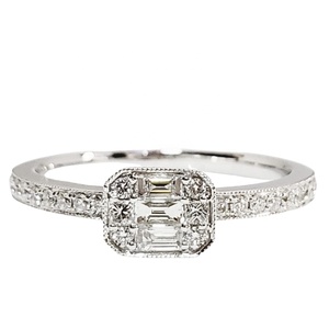 Vente en gros directe de Chine, bijoux fins, or blanc massif 18 carats, diamants baguette naturels, anneaux classiques de mariage en forme de cluster carré pour femmes - Product Image 1
