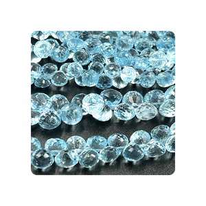 Cuentas Sueltas de Topacio Azul Natural de 8 Pulgadas, Forma de Cebolla Facetada, para Joyería, Venta al Por Mayor - Product Image 5