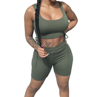 Conjunto de Yoga Personalizado para Mujer, Talla Grande, Top Corto, Sujetador Deportivo, Pantalones Cortos, Elástico en Cuatro Direcciones, Ecológico, Antibacterial, Transpirable