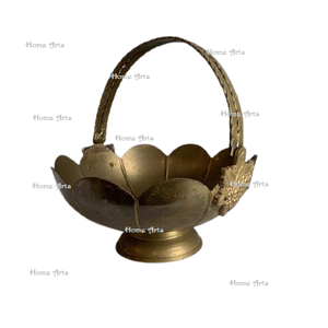 Panier de rangement pour fruits en aluminium couleur or, fait à la main, de forme ronde, taille personnalisée, pour ustensiles de cuisine. - Product Image 1