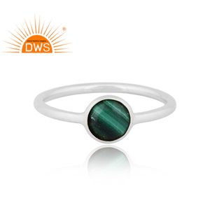 Nouvelle bague empilable en argent sterling fin et malachite naturelle, bijoux tendance, fabricant - Product Image 2